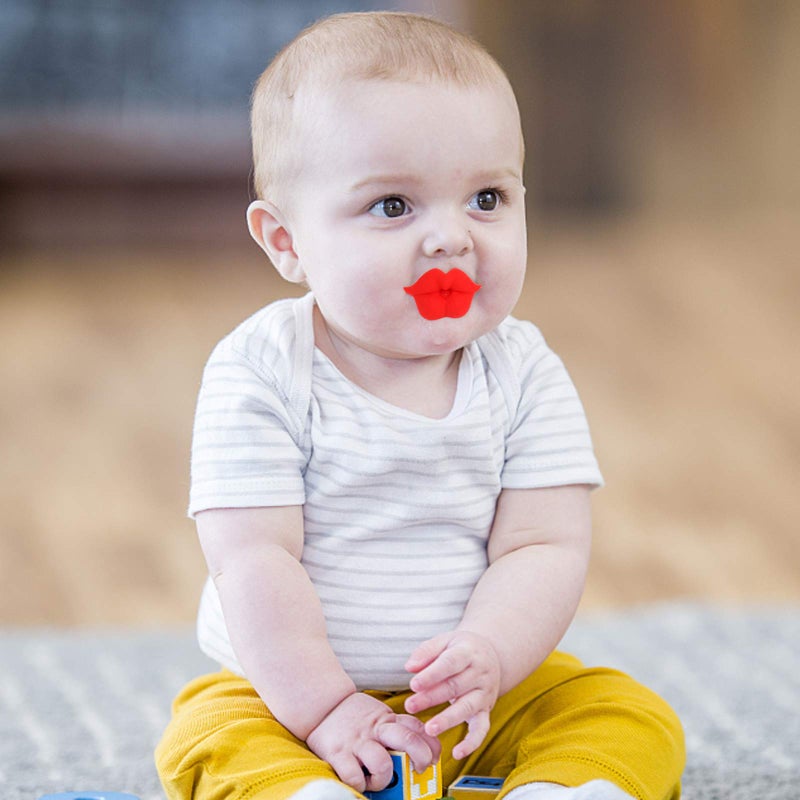 Zhovee 3pcs Infant Pacifier, Funny Lips Baby Pacifiers, Soft Silicone Cute Pacifier Design with Kiss Lip, Cute Pacifier Lovely Mommy's Touch Pink Kiss Lips Pacifiers - Image 3